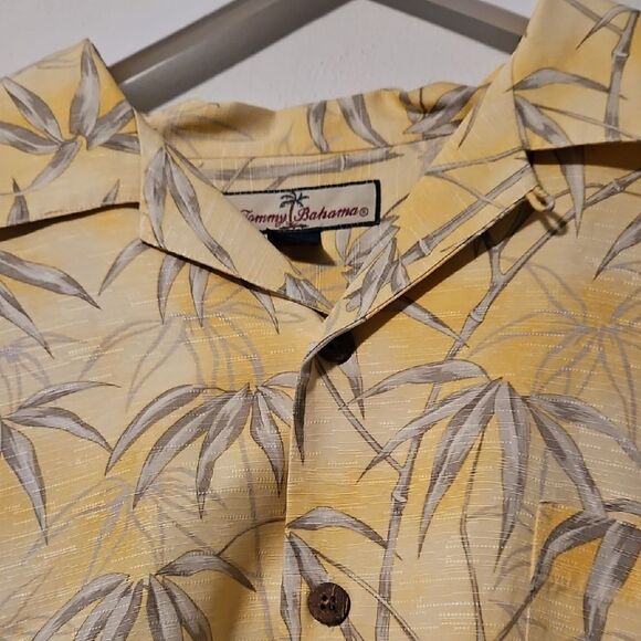 Tommy Bahama Yellow Bamboo Print Silk Shirt - Picture 3 of 7